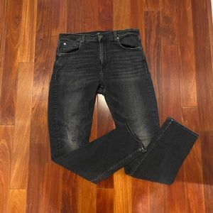 7 For All Mankind Men’s Black Jeans size 32 Ripped Knee
